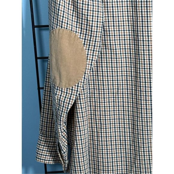 Vintage Plaid Button Down LS Lodge Shirt Mens XL Brown Elbow Patches‎ Grandpa - Picture 5 of 10